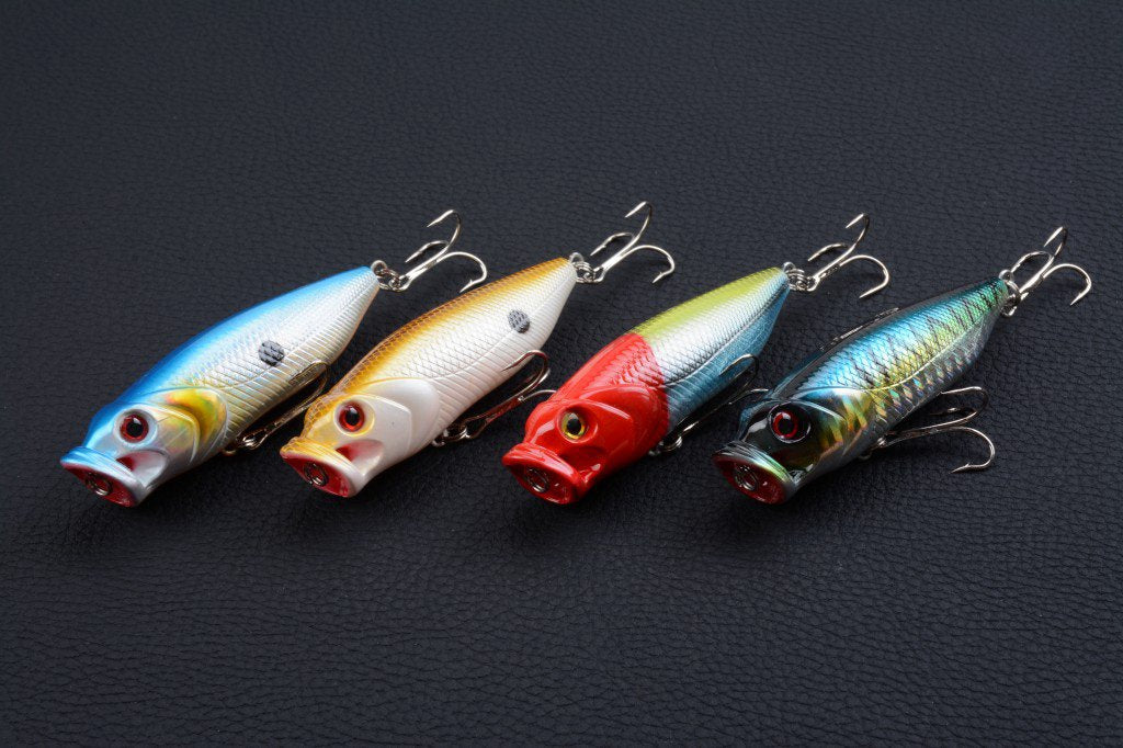 4X 8cm Popper Poppers Fishing Lure Lures Surface Tackle Fresh Saltwater 5