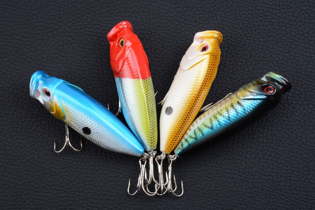 4X 8cm Popper Poppers Fishing Lure Lures Surface Tackle Fresh Saltwater 6