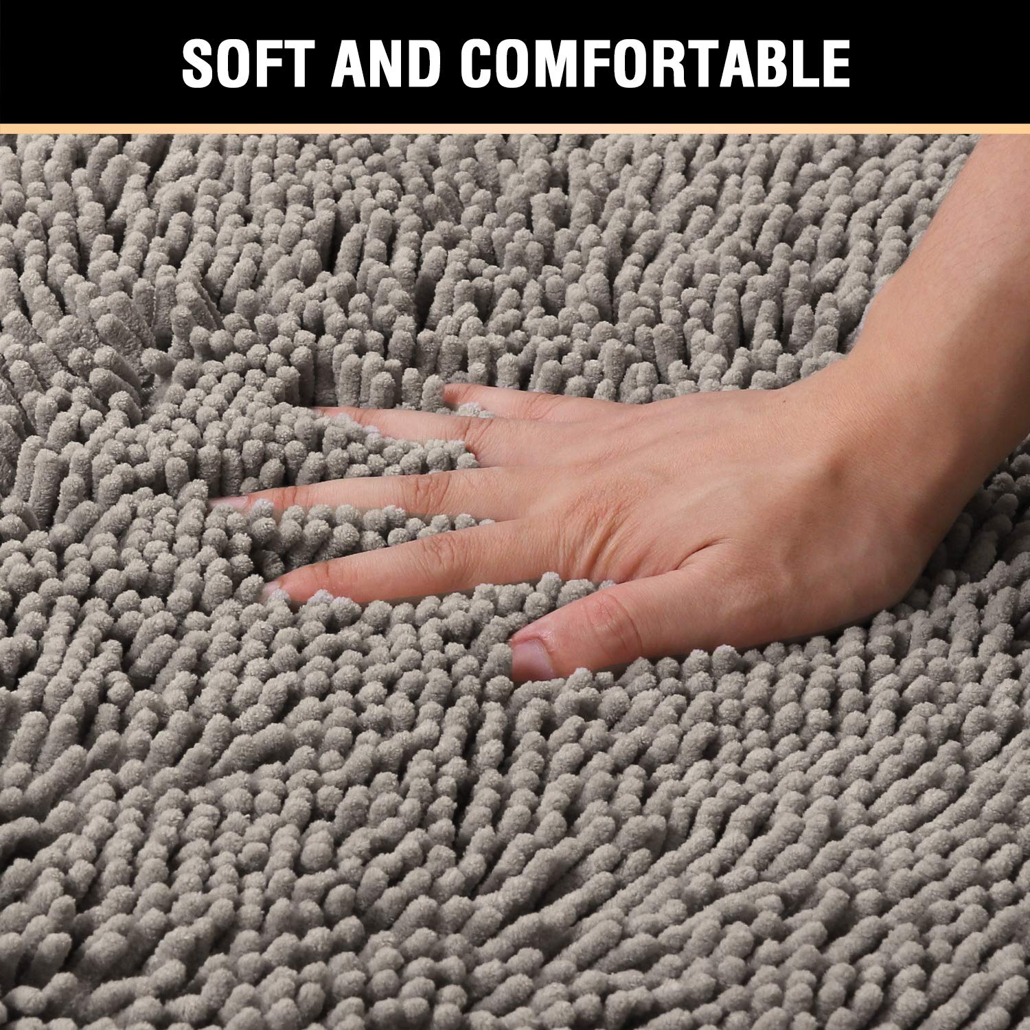 Dark Grey Bath 45*70cm Mat Rug Bathroom Extra Soft Absorbent Rugs Non Slip Quick Dry 3