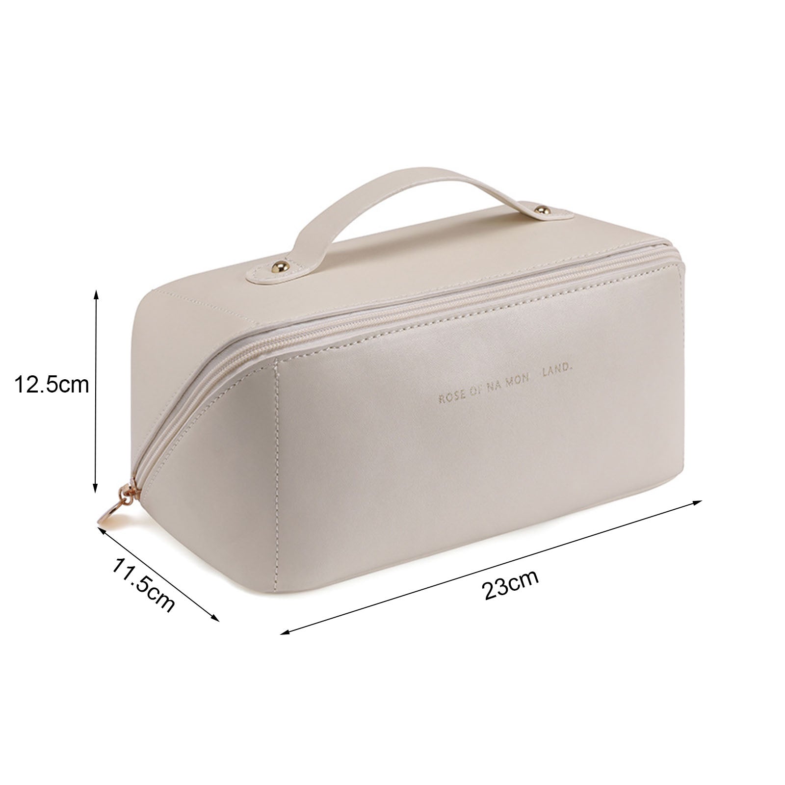 Large Travel Cosmetic Bag Portable Make up Makeup Bag Waterproof PU Leather Storage White 8