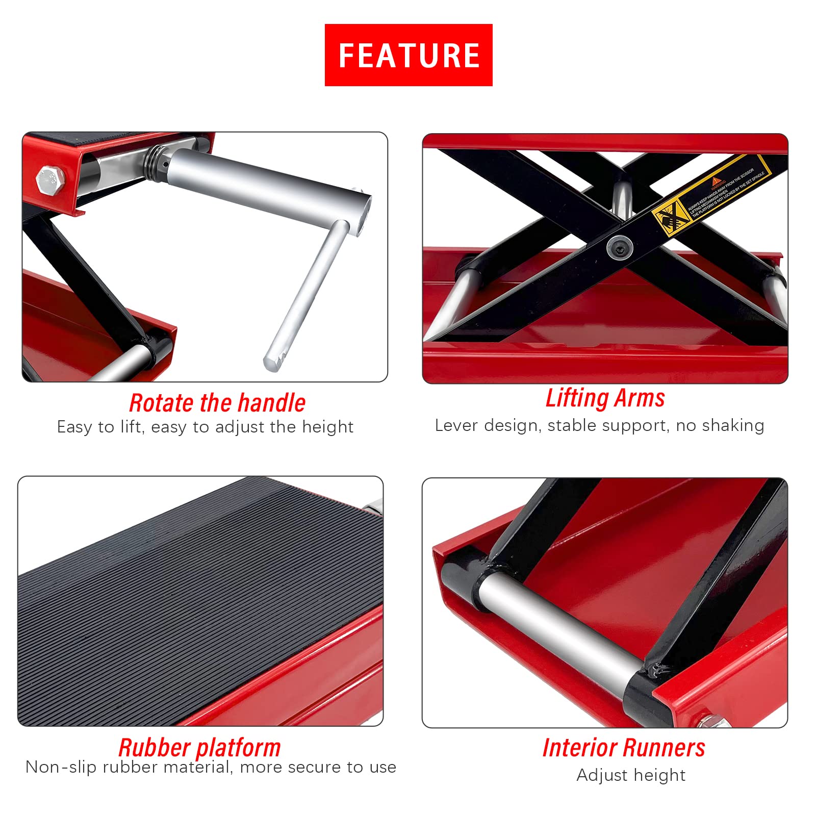 Motorcycle Bike ATV Wide Repair Deck Scissor Lift Jack Crank Hoist Stand 500kg 4
