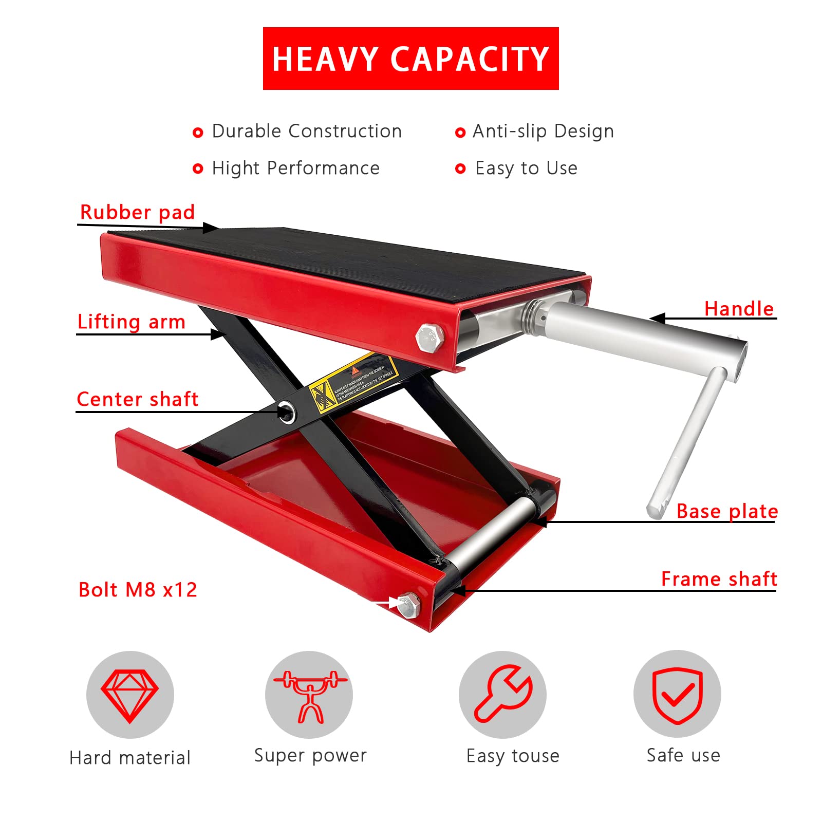 Motorcycle Bike ATV Wide Repair Deck Scissor Lift Jack Crank Hoist Stand 500kg 5