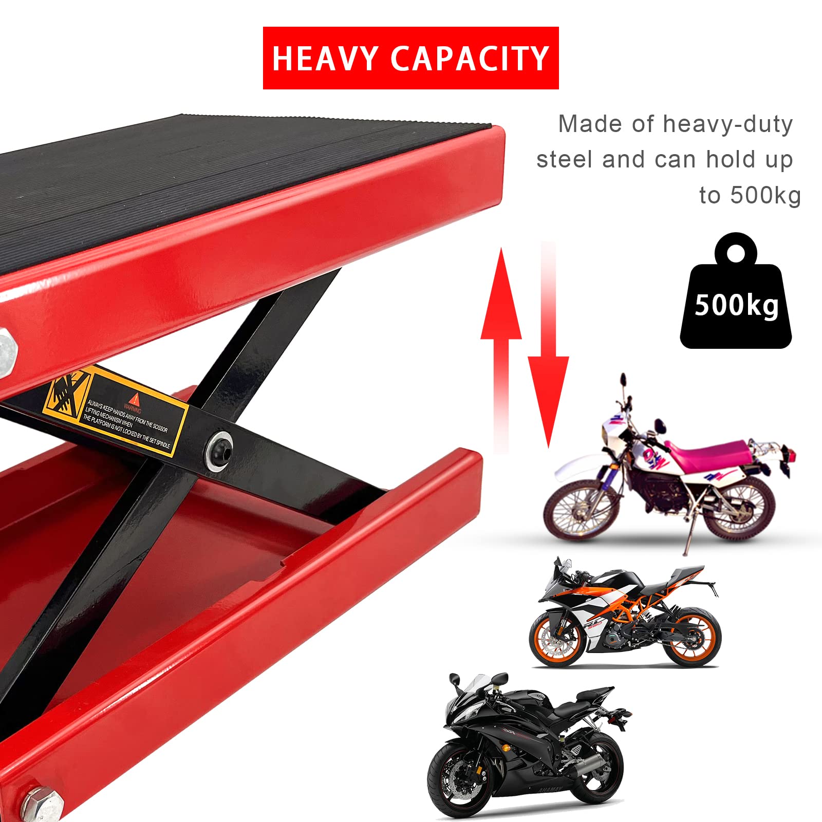 Motorcycle Bike ATV Wide Repair Deck Scissor Lift Jack Crank Hoist Stand 500kg 6