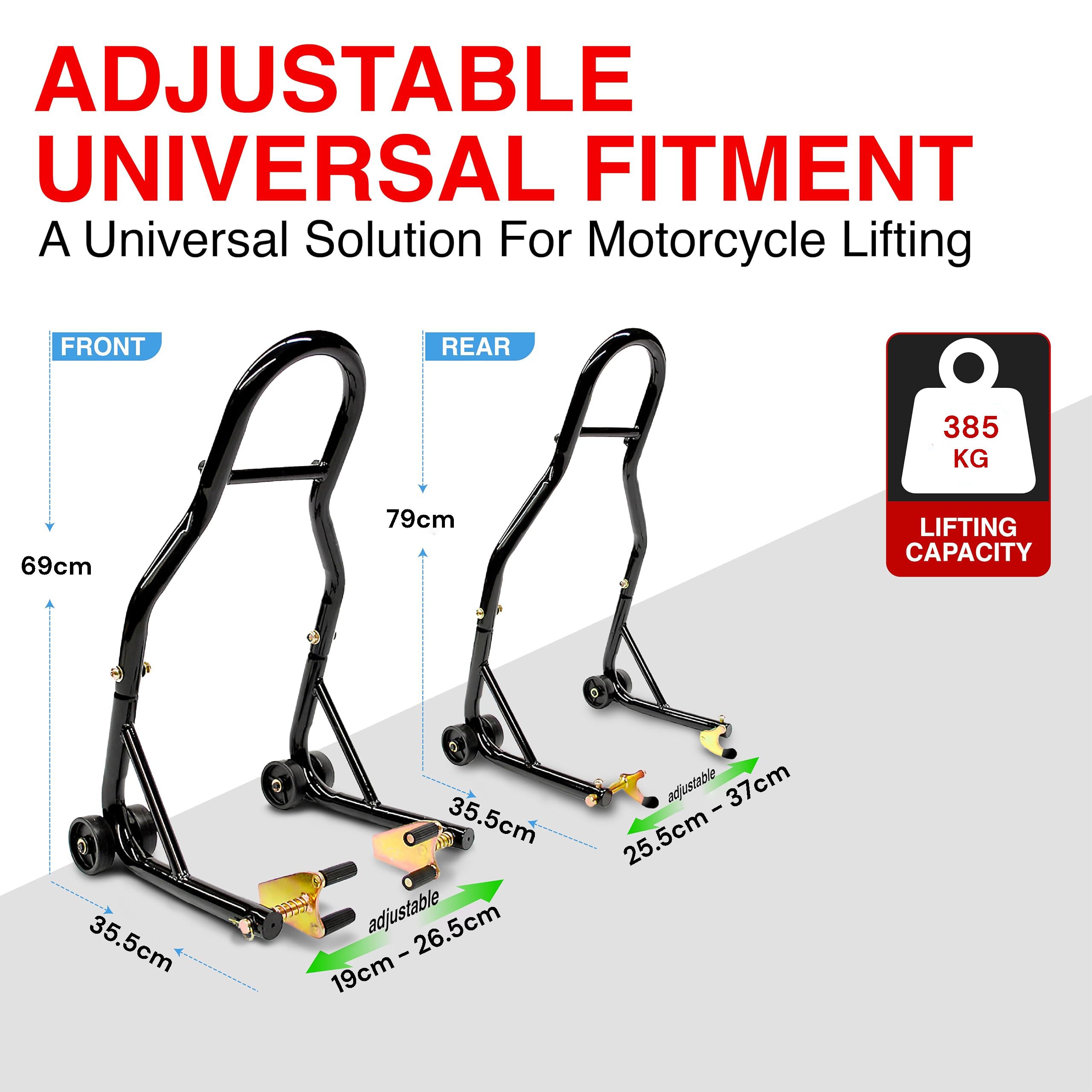 Motorcycle Universal Paddock Front & Rear Stand Lift Fork Stand Rear Wheel Swingarm Spool 5