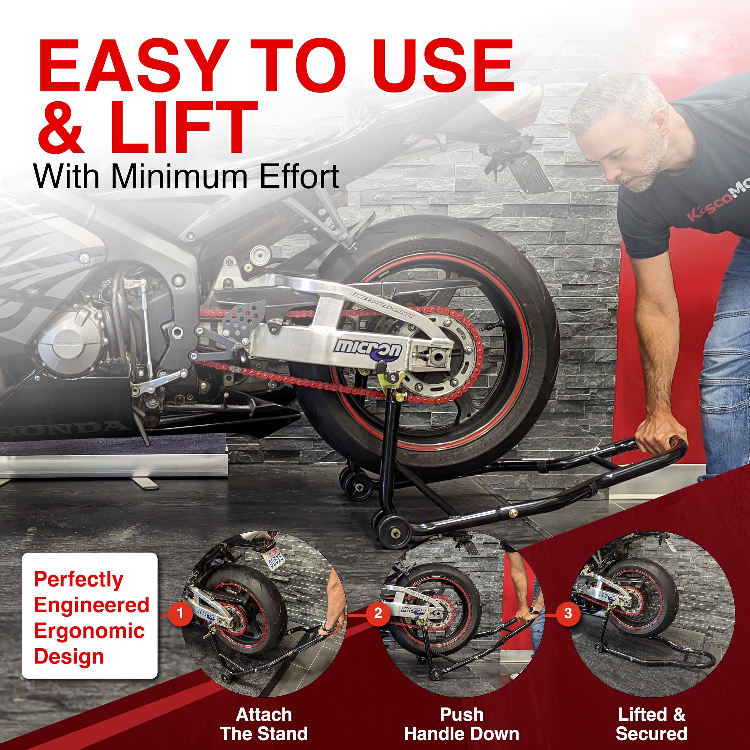 Motorcycle Universal Paddock Front & Rear Stand Lift Fork Stand Rear Wheel Swingarm Spool 7