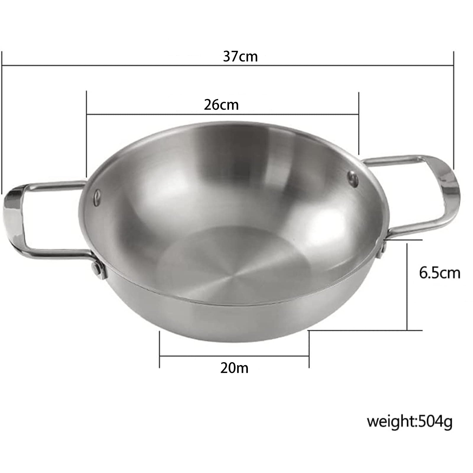 26cm seafood Silver Paella Pan with Riveted Chrome Plated Handles Dishwasher Safe