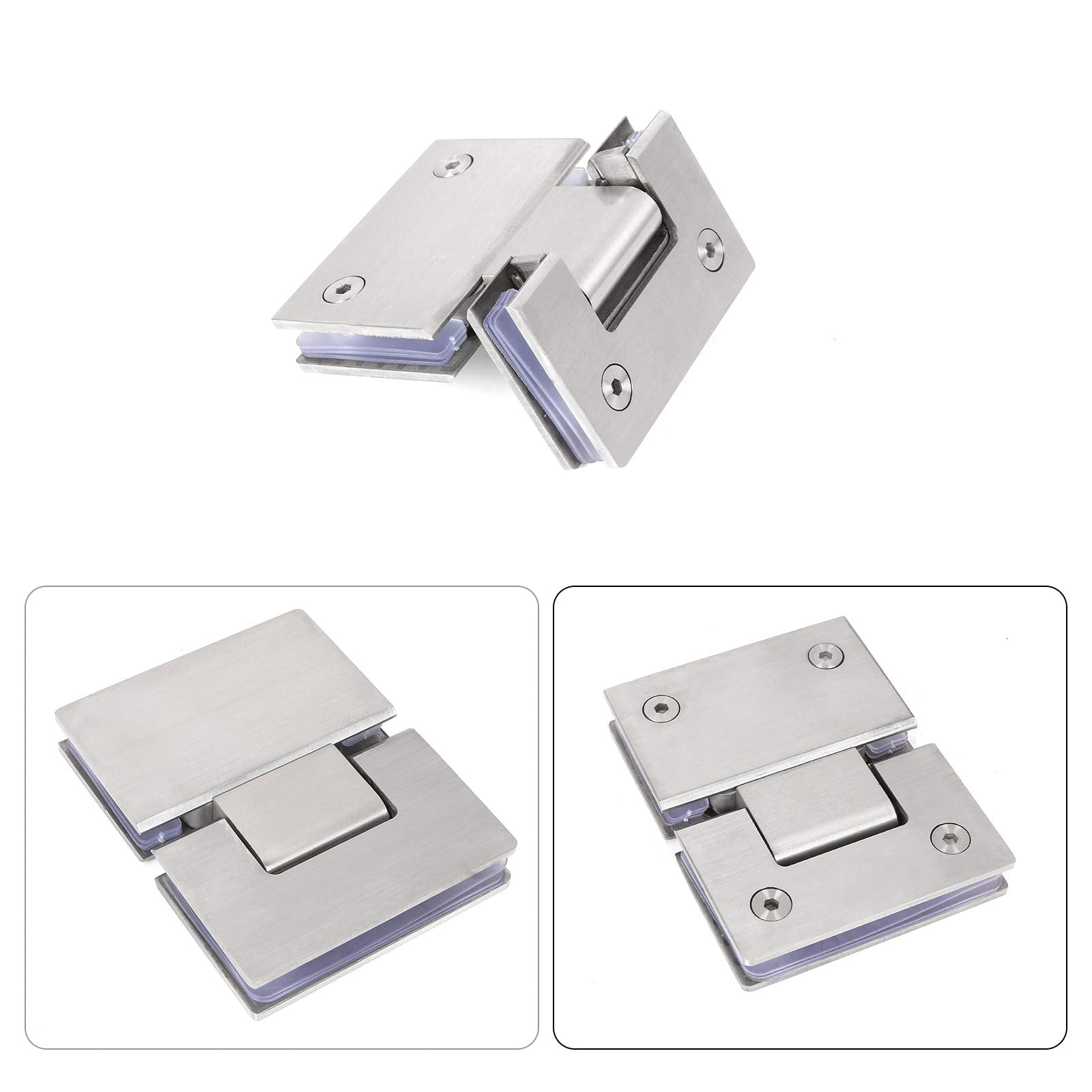 Shower Glass Door Gate Hinge 304 Stainless Steel 180 Degrees Polished Chrome Finish 3