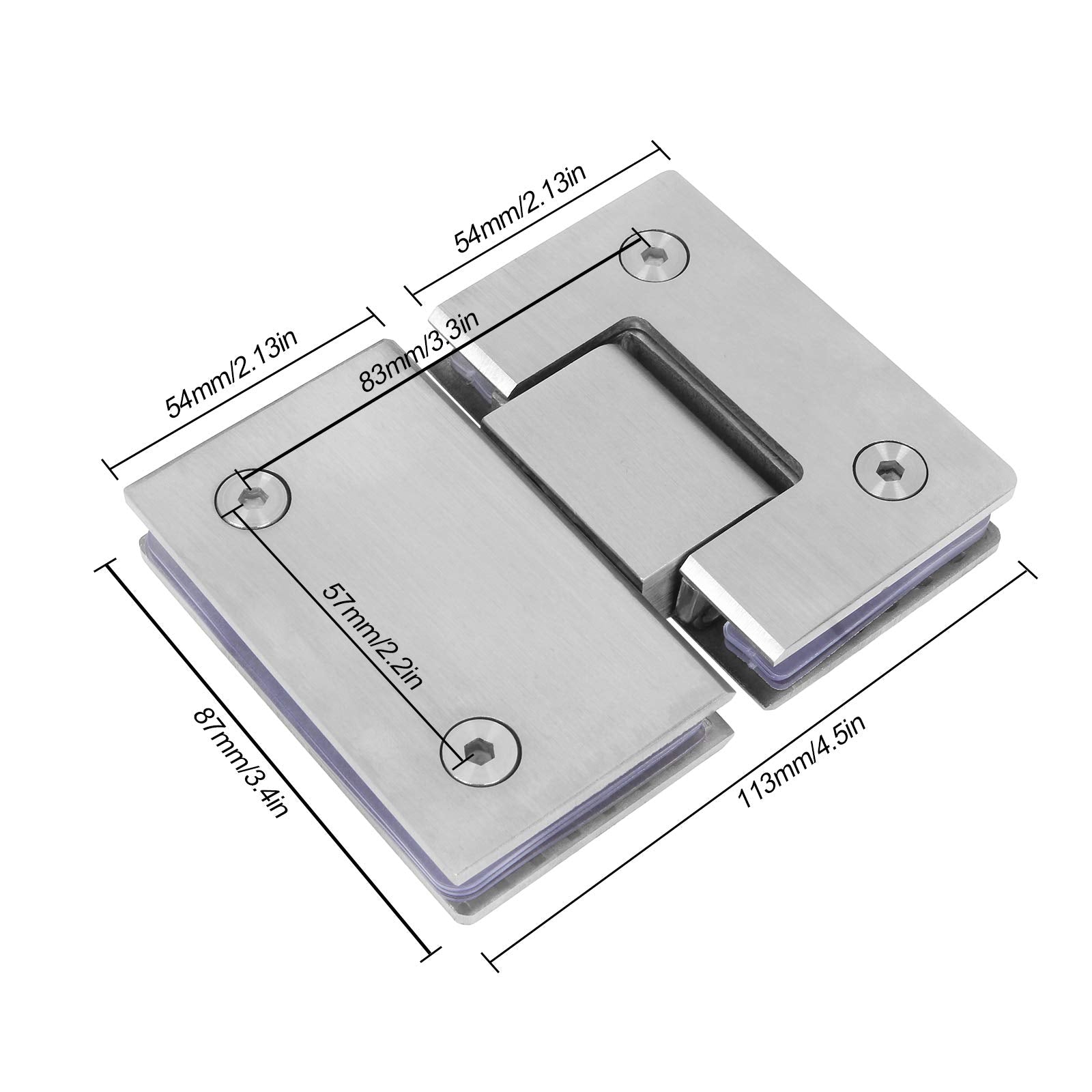 Shower Glass Door Gate Hinge 304 Stainless Steel 180 Degrees Polished Chrome Finish 5