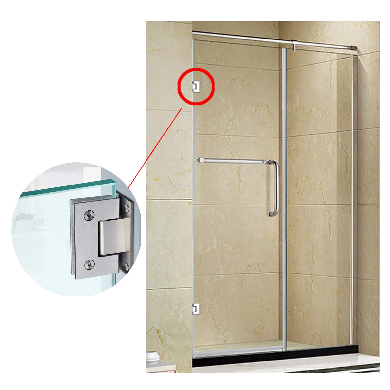 90 Degree Glass Door Cupboard Showcase Cabinet Clamp Glass Shower Doors Hinge 304 Steel 6