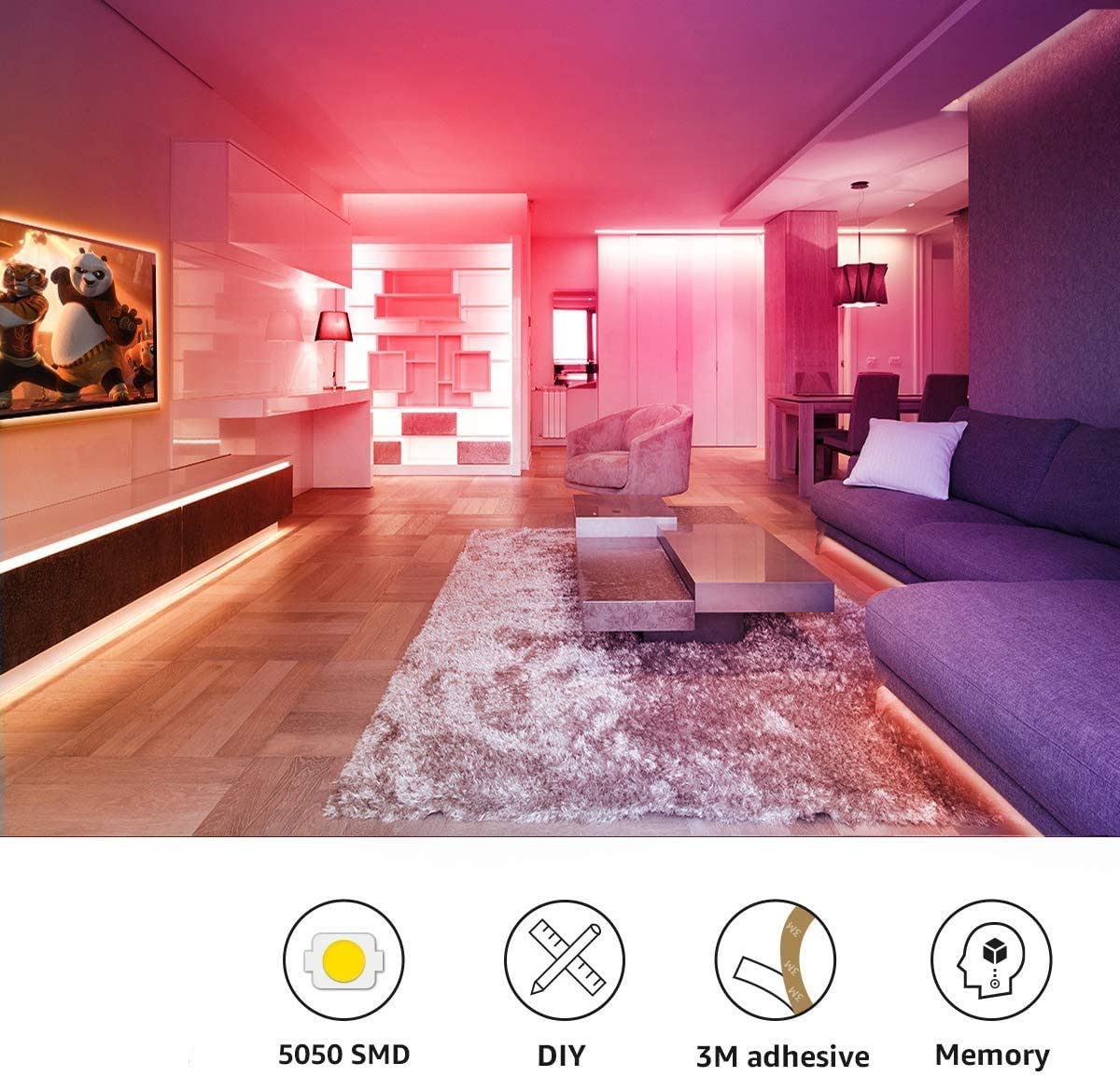 5050 RGB LED Strip Lights Waterproof SMD 300 IP65 5m 12V 44key IR Controller 6