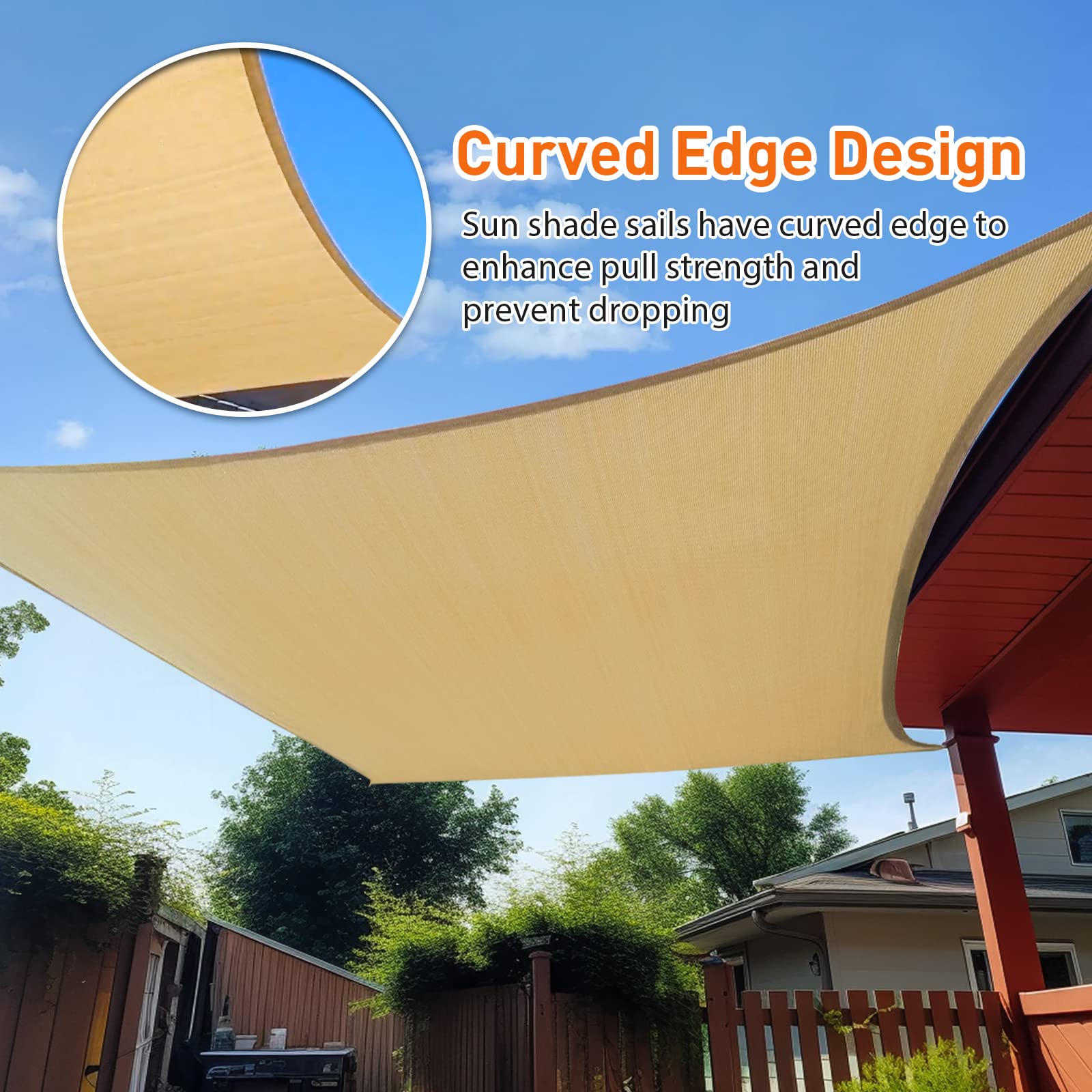 3m x 4m Rectangle Sun Shade Sails for Patios Sun UV Outdoor Canopy Backyard Sunshades 7