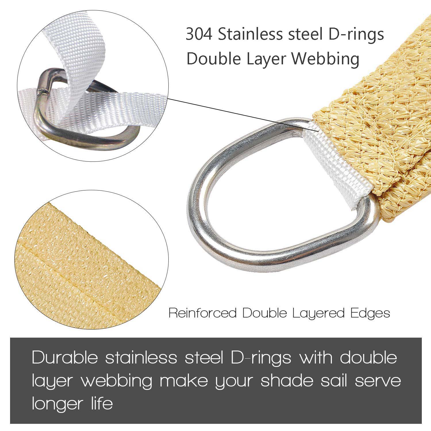 3m x 5m Rectangle Sun Shade Sails for Patios Sun UV Outdoor Canopy Backyard Sunshades 4