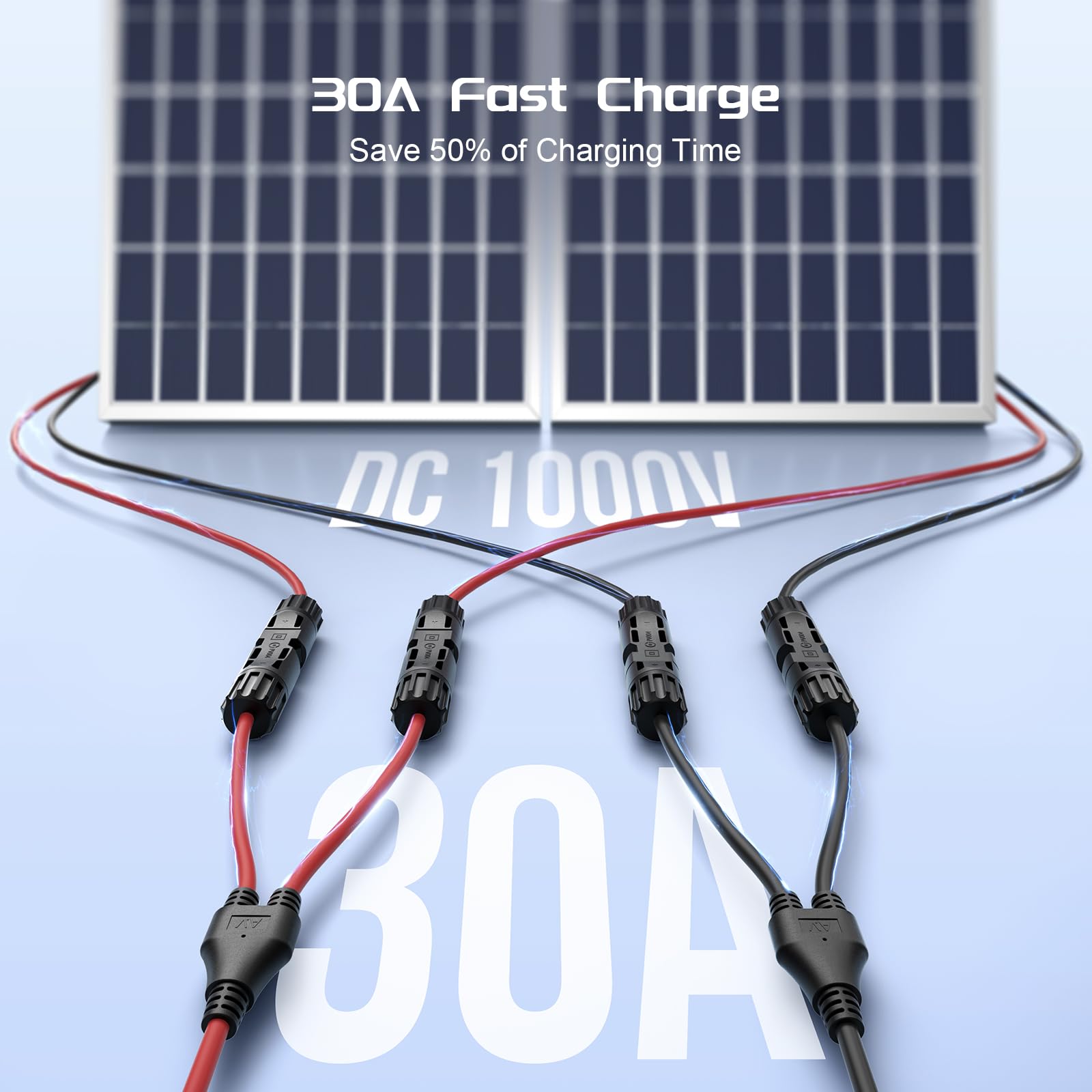 1 Pair Solar Connector Y Branch Parallel Adapter Cable Solar Panel Connectors Wire Plug Solar Panel 7