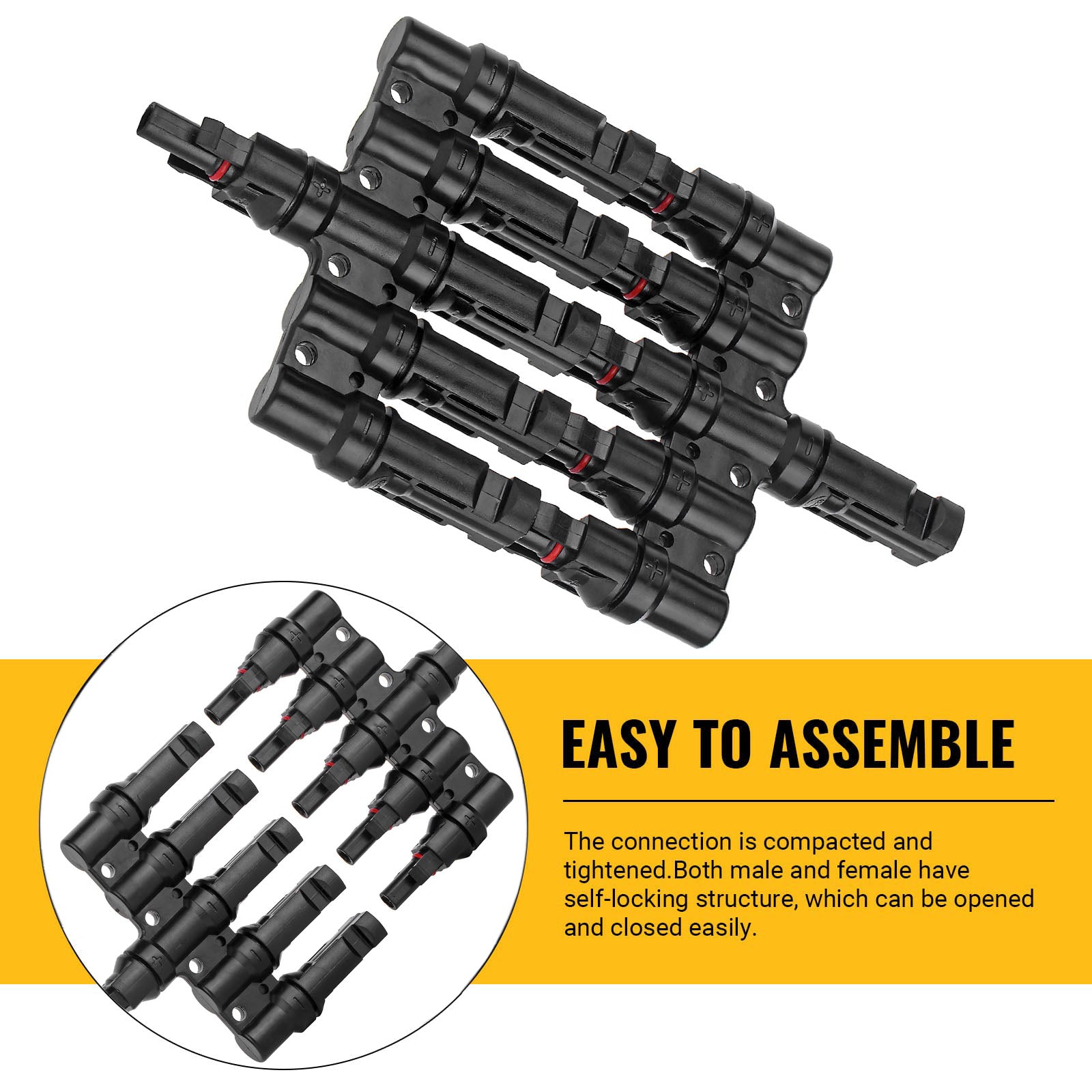 1 Pair 5 To 1 5 branch Waterproof T Branch Cable Connectors Solar PV Panel Connector Male & Female 3