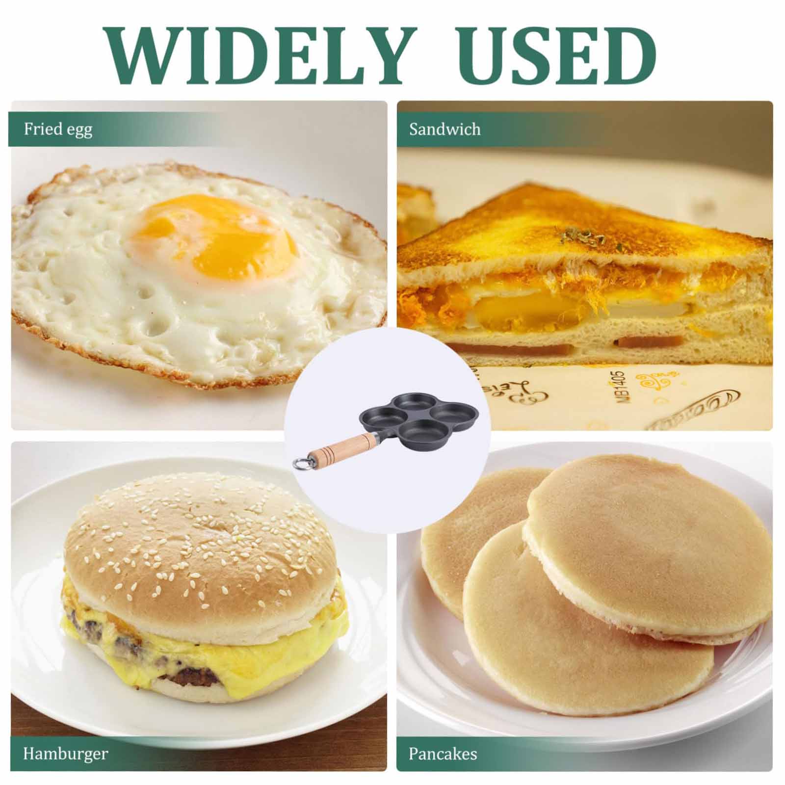 4 Cup Cast Iron Egg Frying Pan Divided Egg Skillet Pan Fried Egg Pan Cooker Pancake Egg Fryer 6