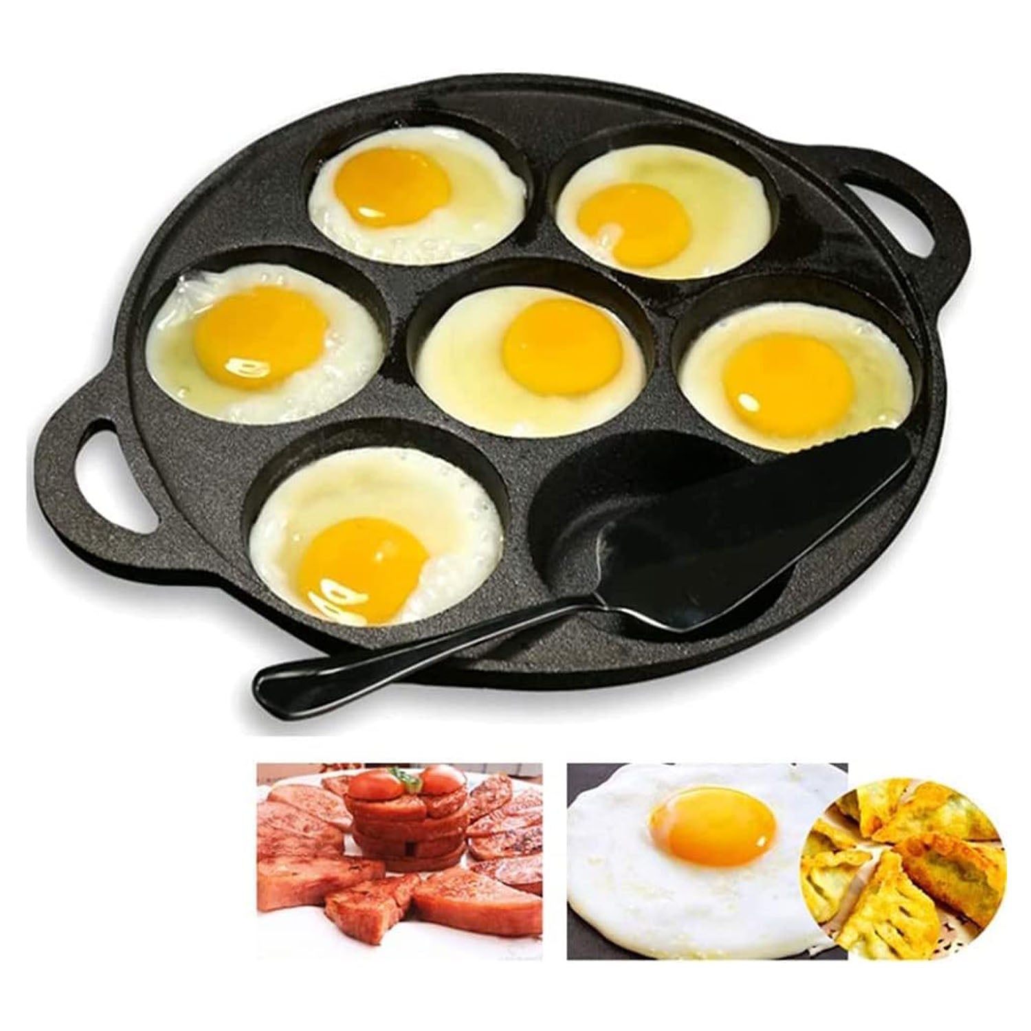 7 Cup Cast Iron Egg Frying Pan Divided Egg Skillet Pan Fried Egg Pan Cooker Pancake Egg Fryer 4