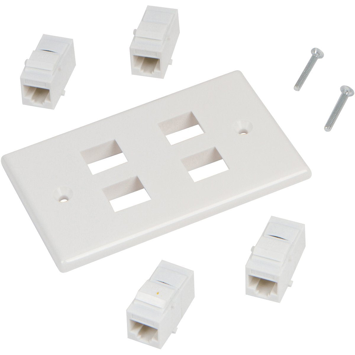 Ethernet Wall Plate 4 Port Cat6 Ethernet Cable Wall Plate Adapter 4
