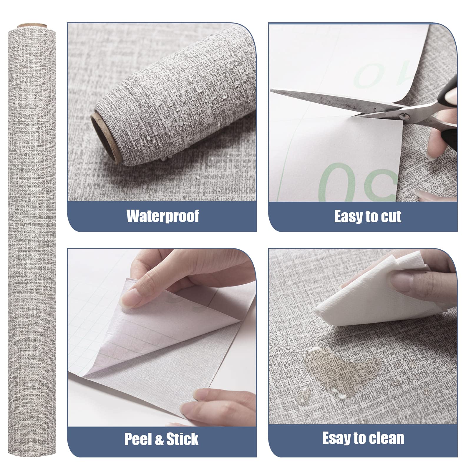 61cm x 10m Wallpaper Decor Faux Grasscloth Contact Paper Wall Paper Self Adhesive Removable 3