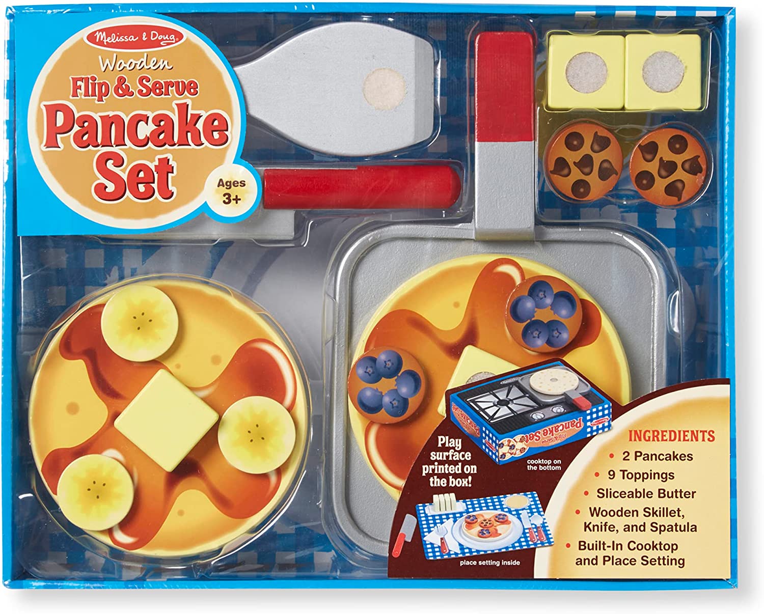 Melissa & Doug Flip and Serve Pancake Set (19 pcs) - Wooden Breakfast Play Food 6