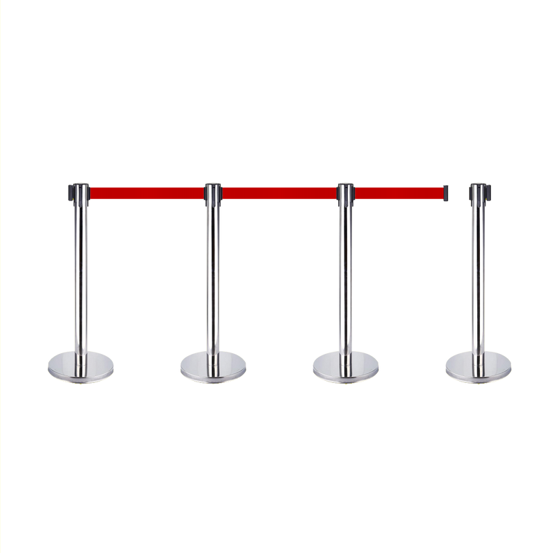 Retractable Queue Crowd Control Barriers | Silver Pole Red Belt 3