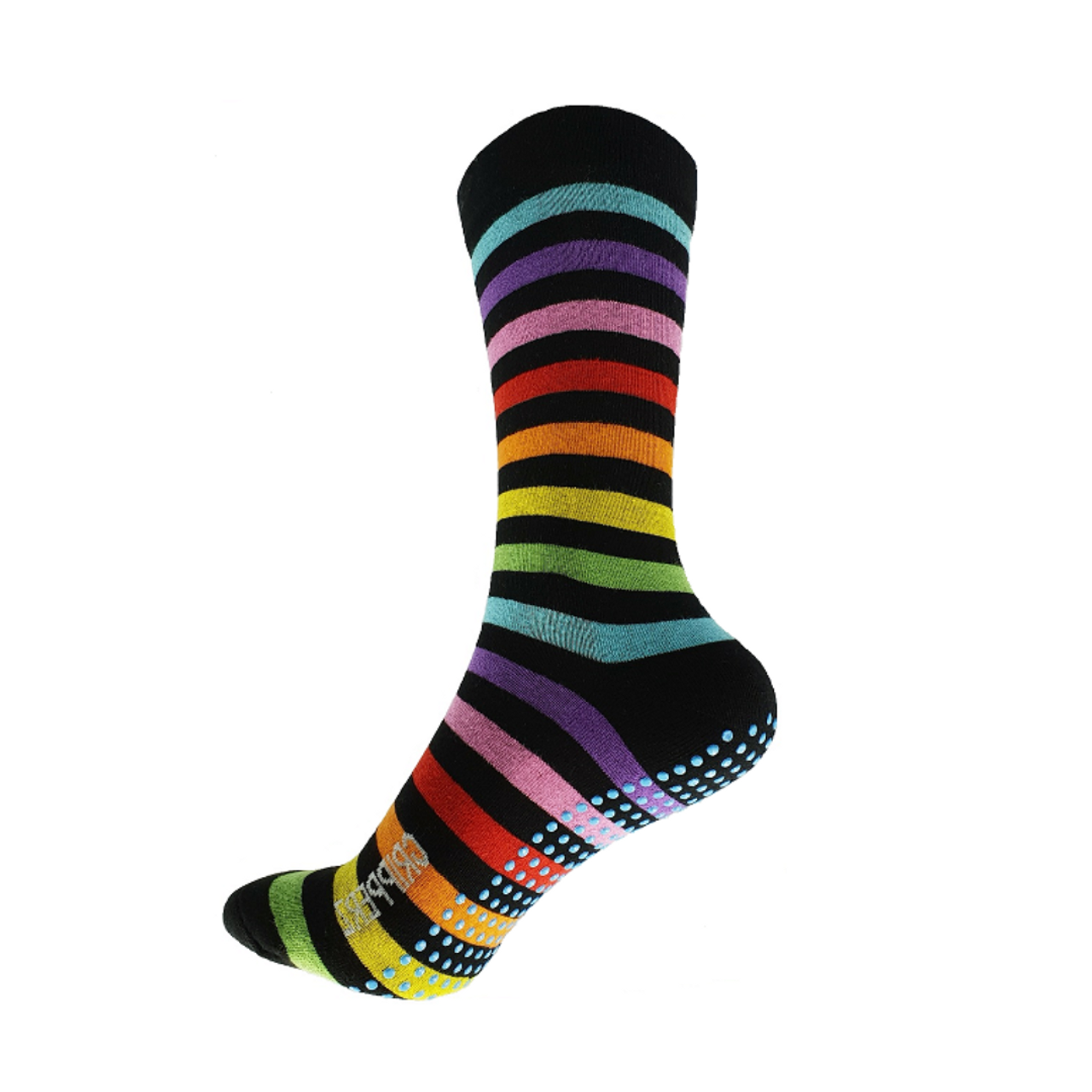 Gripperz Circulation Non Slip Socks, Diabetic Safe - Large / Rainbow