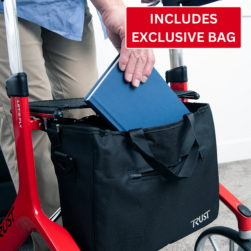 Let's Fly Mobility Rollator Wheelie Walker - Red 3