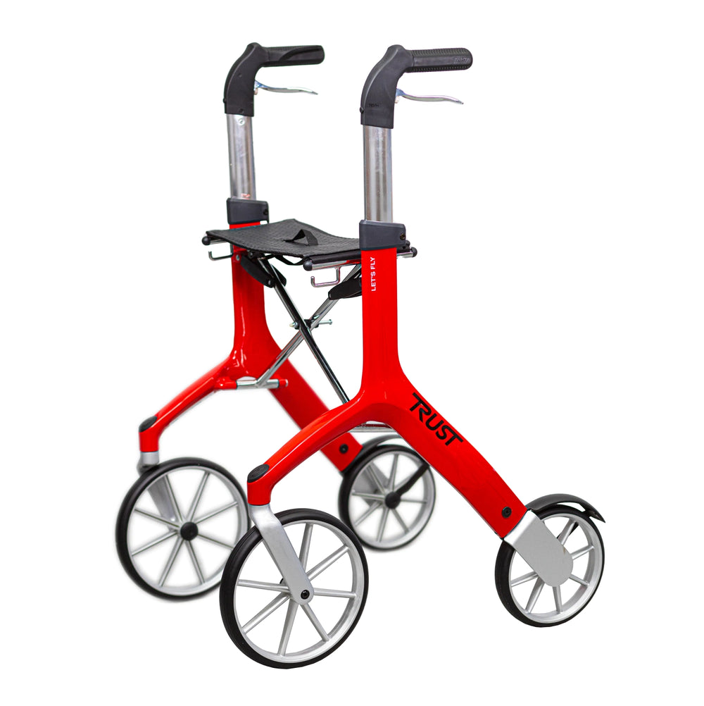 Let's Fly Mobility Rollator Wheelie Walker - Red 4