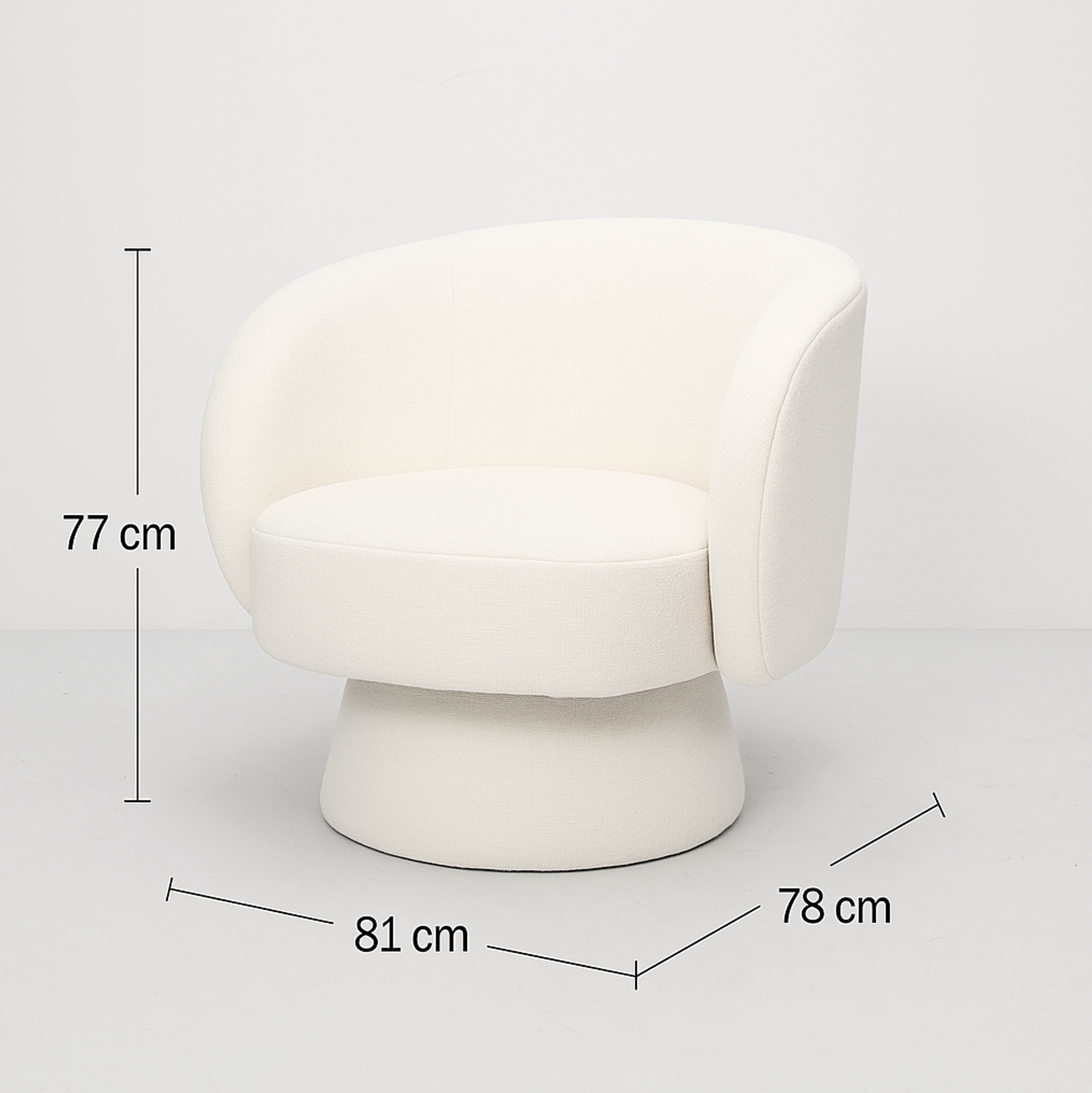 Interior Ave - Celine Swivel Armchair – Chenille Pearl White 5