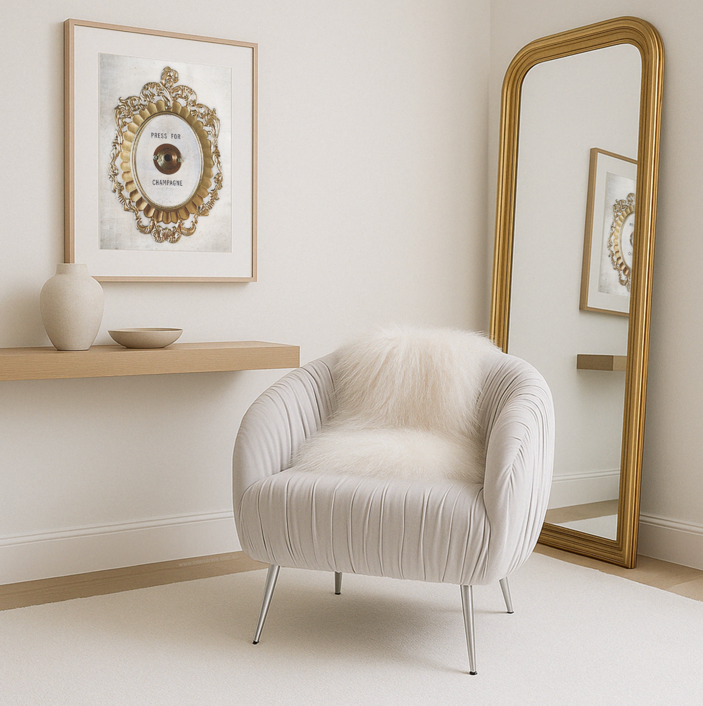 Interior Ave - Vespa Pleated Velvet Accent Chair – Pearl Grey 4