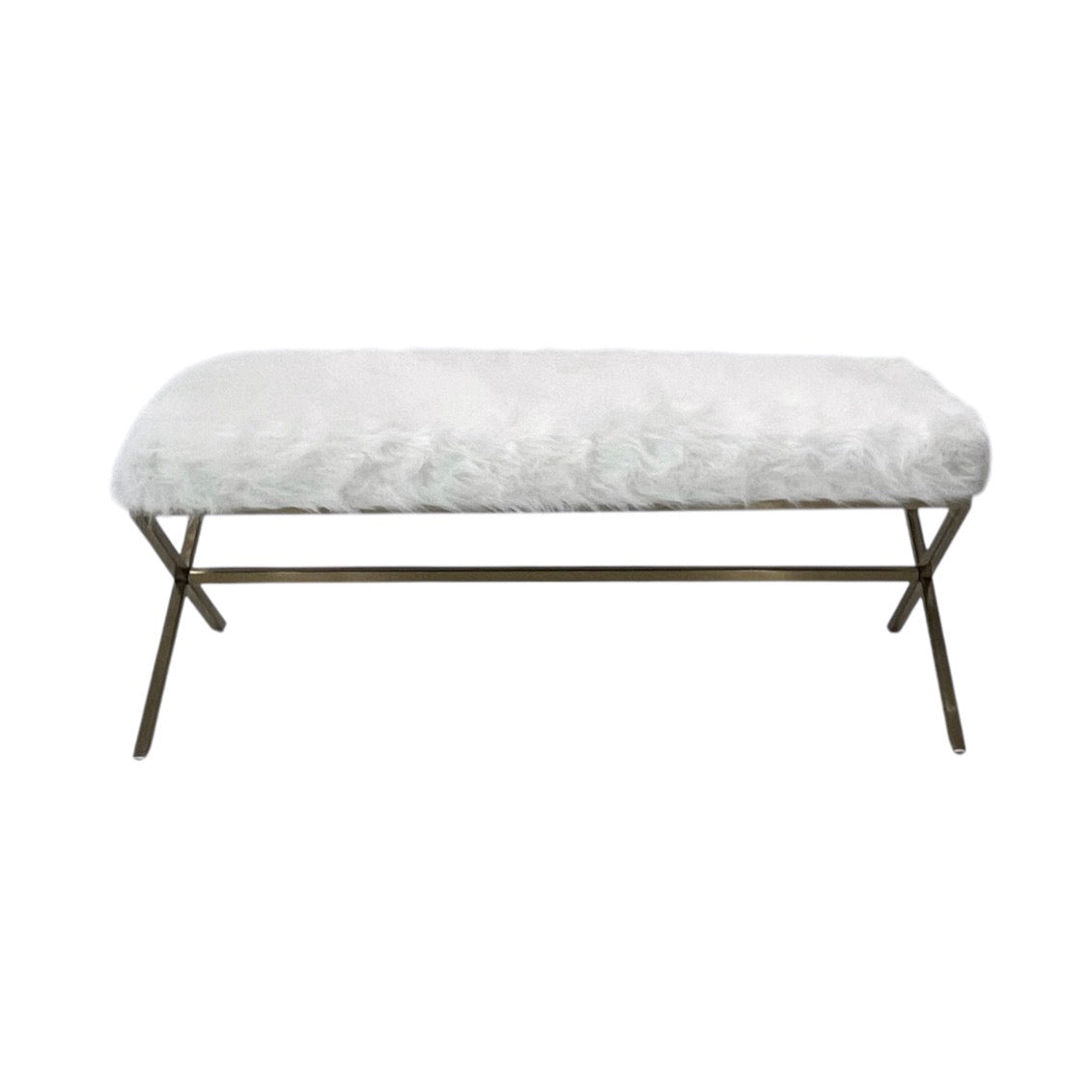Interior Ave - Oxley Fur Bench - White & Gold 3