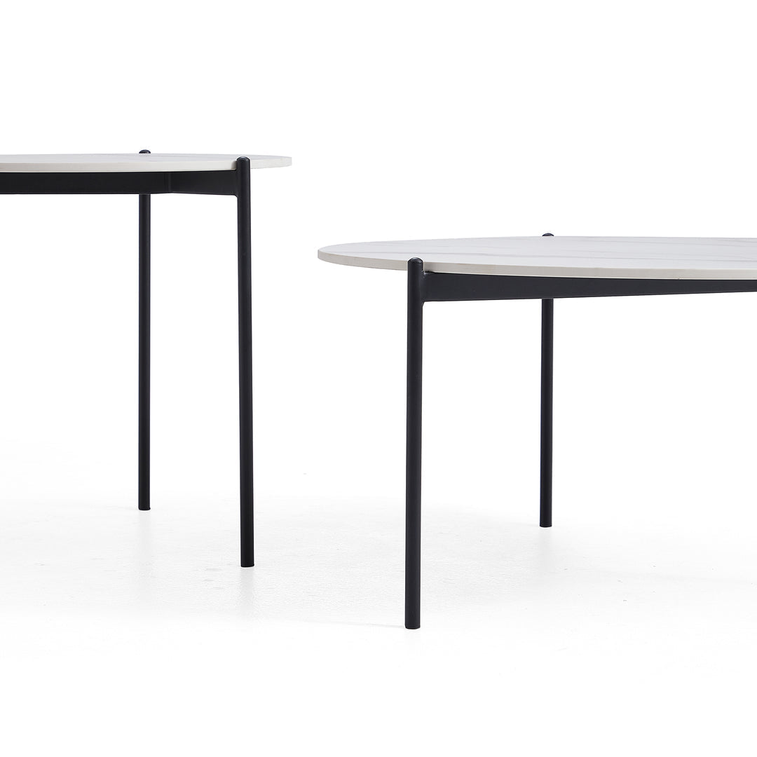 Interior Ave - Bianco Nested Coffee Table Set - White Marble Stone 5