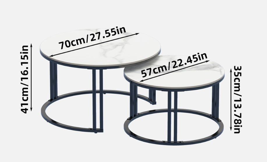 Interior Ave - Premier Nested Coffee Table Set - White Marble Stone 3