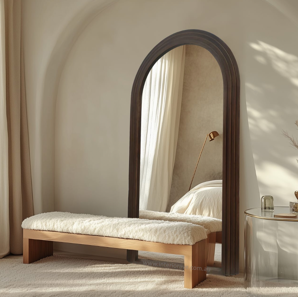 Interior Ave - Sierra Arched Step Mirror – Signature Sculptural Walnut Statement Piece