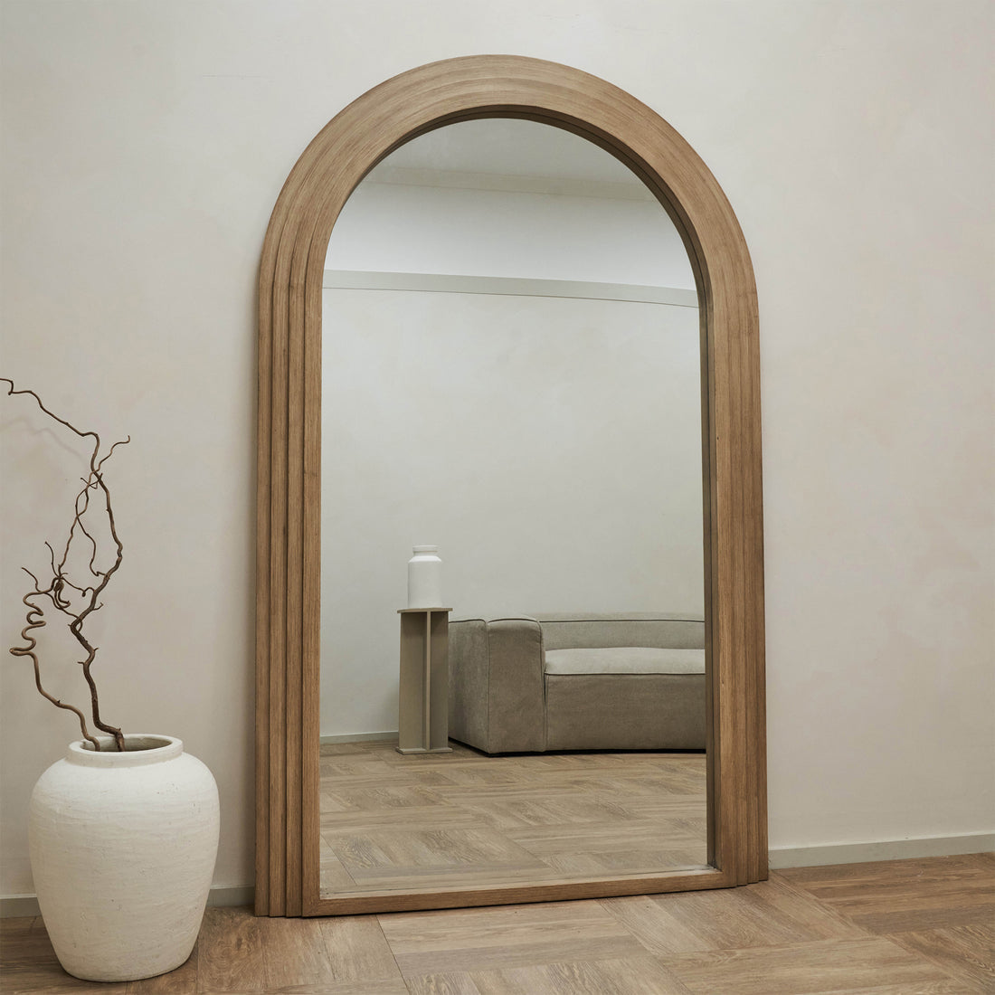 Interior Ave - Sierra Arched Step Mirror – Signature Sculptural Oak Wood Statement Piece 3