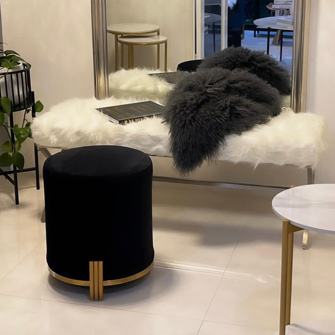 Interior Ave - Apollo Velvet Ottoman - Black 3