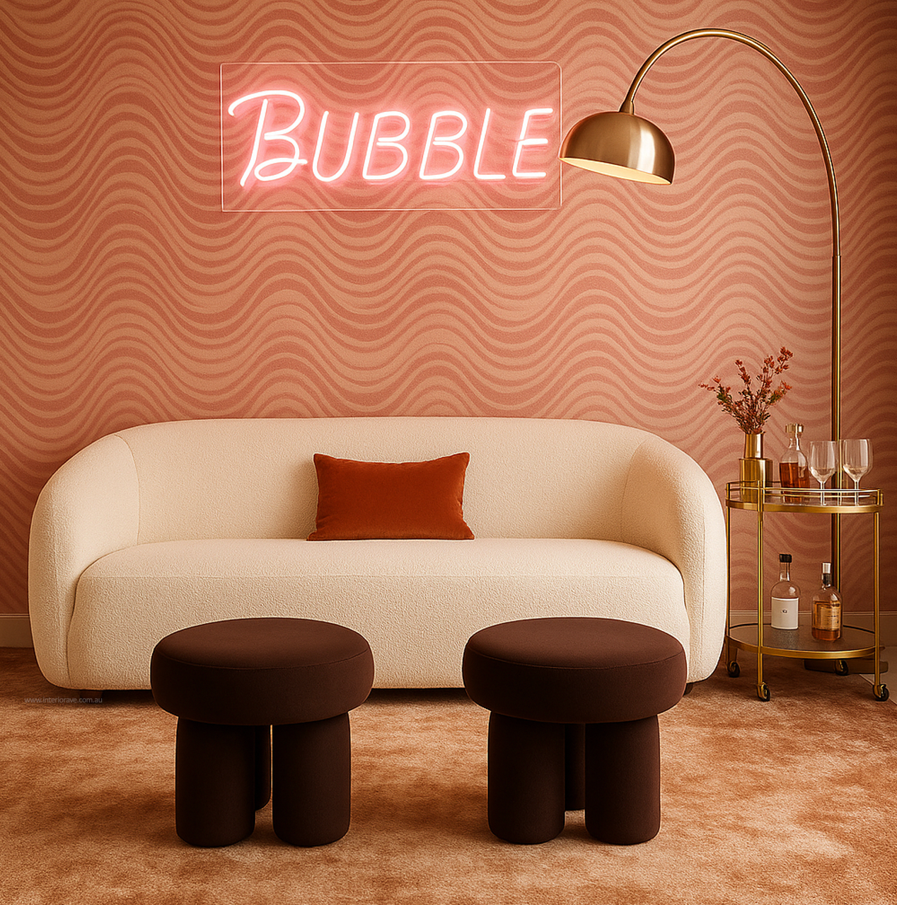 Interior Ave - Bentley Velvet Ottoman – Espresso 3