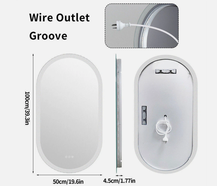 Interior Ave - 50 x 100cm Oval Frameless LED Bathroom Mirror 3