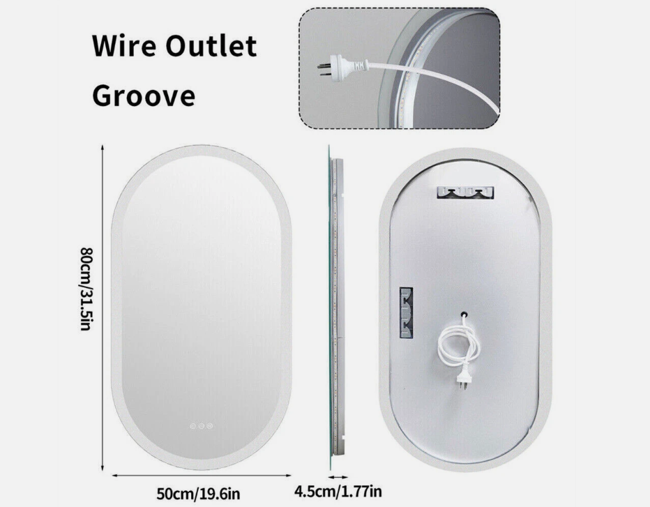 Interior Ave - 50 x 80cm Oval Frameless LED Bathroom Mirror 3