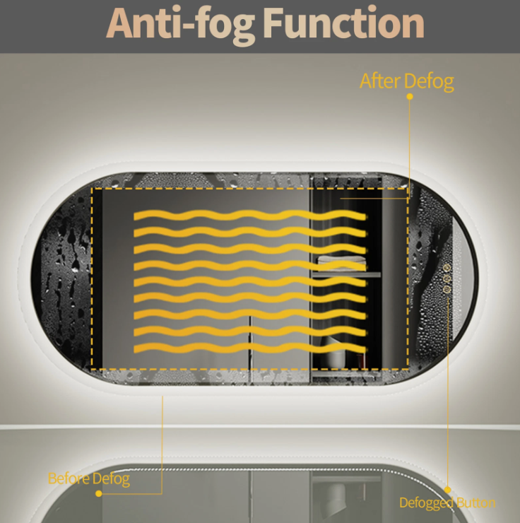 Interior Ave - 60 x 120cm Oval Frameless LED Bathroom Mirror 6