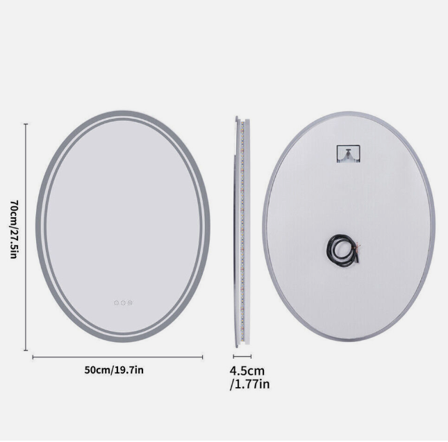 Interior Ave - 50 x 70cm Oval Frameless LED Bathroom Mirror 5
