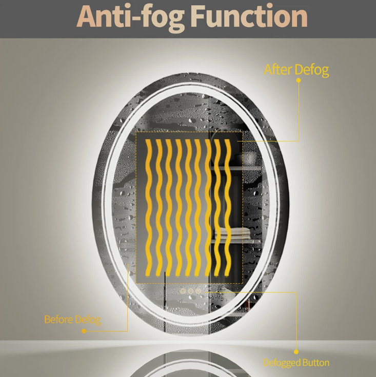 Interior Ave - 50 x 70cm Oval Frameless LED Bathroom Mirror 6
