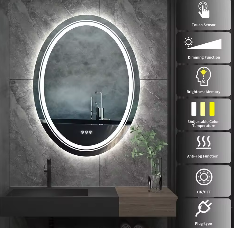 Interior Ave - 60 x 80cm Oval Frameless LED Bathroom Mirror 3