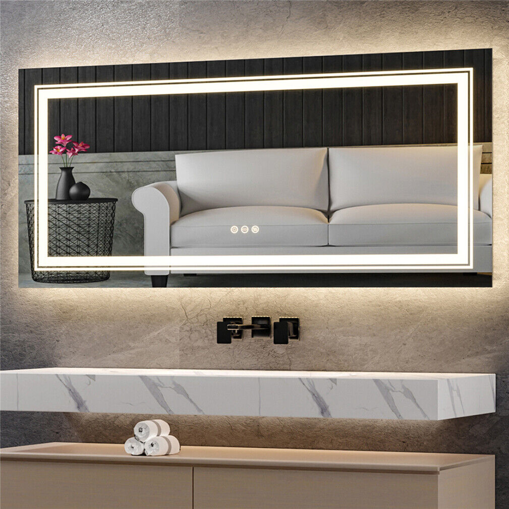 Interior Ave - 100 x 60cm Rectangle Frameless LED Bathroom Mirror 4