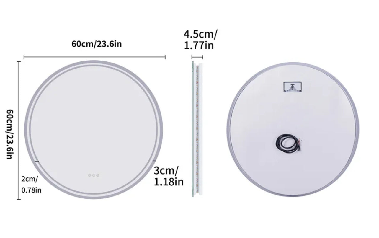 Interior Ave - 60cm Round Frameless LED Bathroom Mirror 4