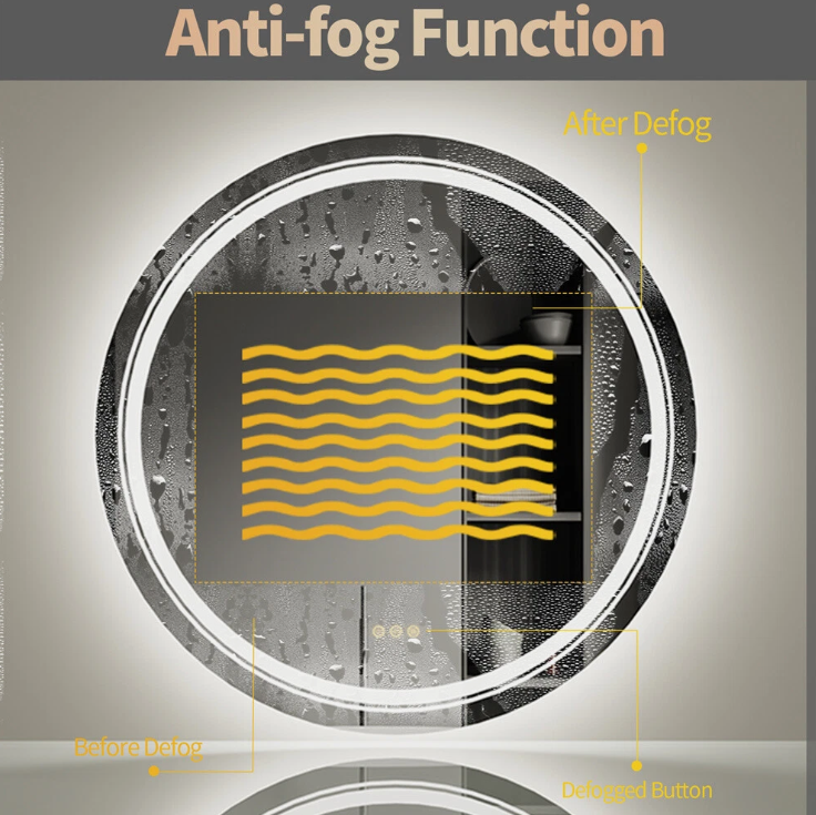 Interior Ave - 60cm Round Frameless LED Bathroom Mirror 6