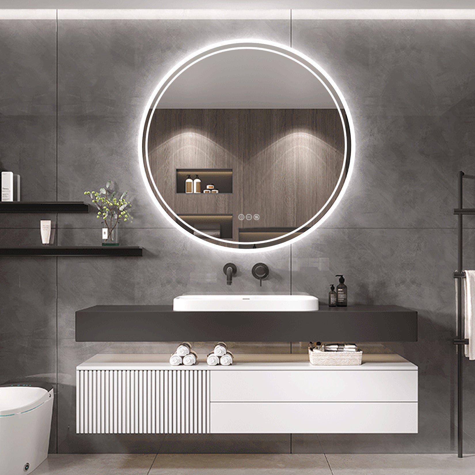 Interior Ave - 80cm Round Frameless LED Bathroom Mirror 3