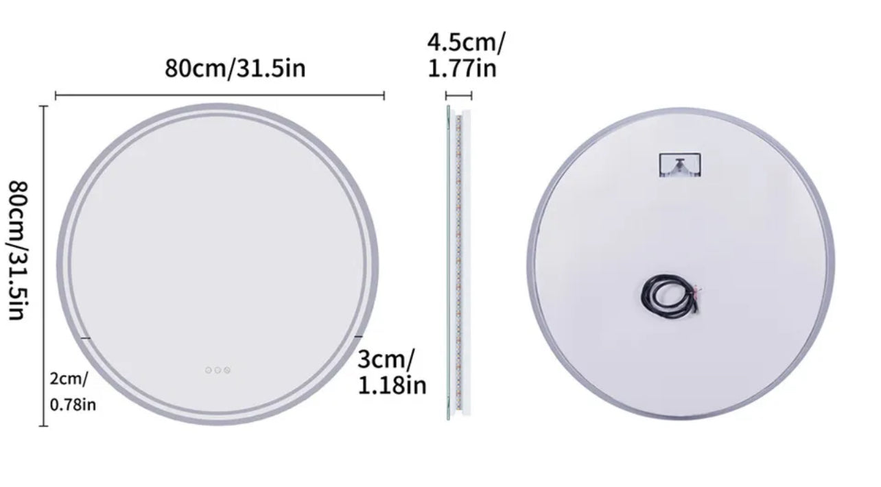 Interior Ave - 80cm Round Frameless LED Bathroom Mirror 4