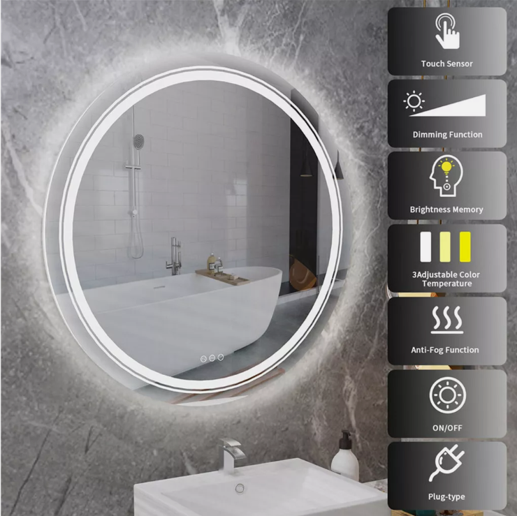 Interior Ave - 80cm Round Frameless LED Bathroom Mirror 7