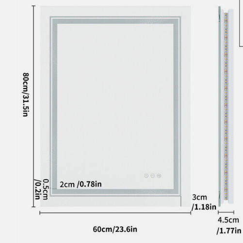 Interior Ave - 60 x 80cm Rectangle Frameless LED Bathroom Mirror 5