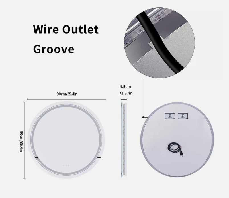 Interior Ave - 90cm Round Frameless LED Bathroom Mirror 6